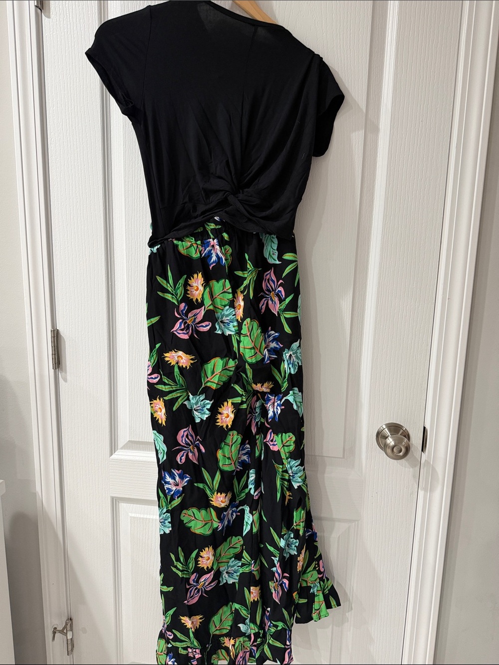 Black Floral Two Piece Set with Tropical Print - Never Worn